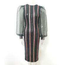 Load image into Gallery viewer, Elegant Sequin dress with Mesh Long sleeves
