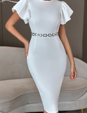 Load image into Gallery viewer, White Bodycon Dress Women Butterfly Sleeve Midi
