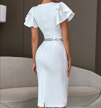 Load image into Gallery viewer, White Bodycon Dress Women Butterfly Sleeve Midi

